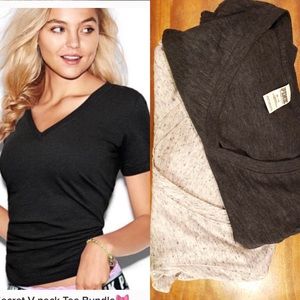 VS Pink V-neck Tee Bundle - Size XS 💕
